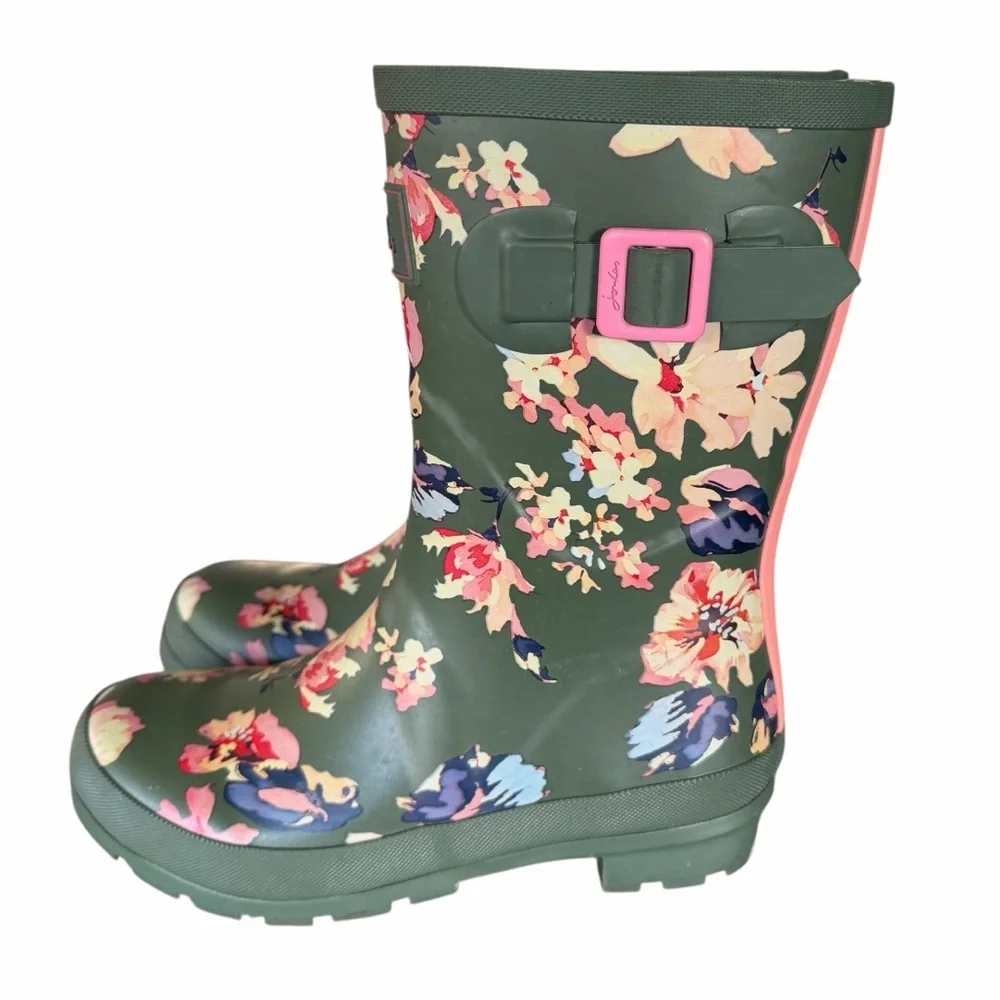 Joules Wellies Molly Mid Calf US 6 UK 4 Garden Pull On rain Boots